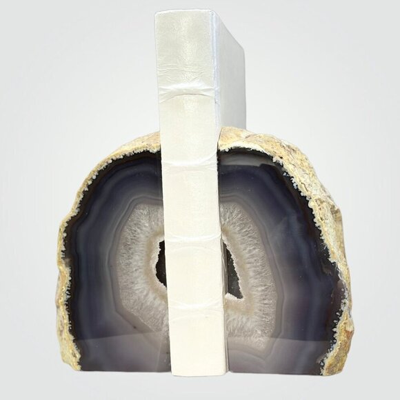 Geode Center, Unique Bookends, Crystal Druzy, Authentic Agate, Bookshelf Decor, - Picture 12 of 13